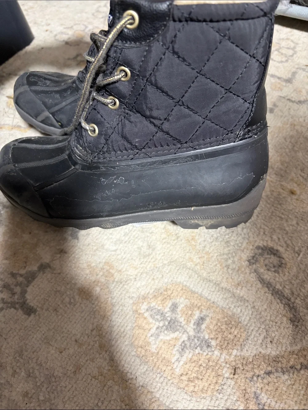 Sperry Kids Black Faux-Fur Lined Rain & Snow Boots